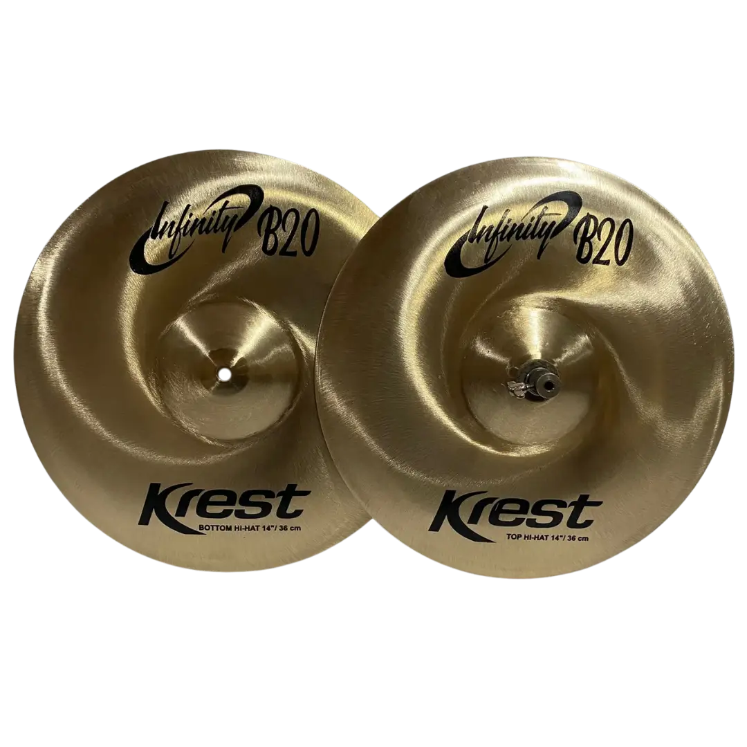 Prato de bateria Krest Cymbals | Bronze artesanal de alta qualidade | Som profissional para estúdio e palco